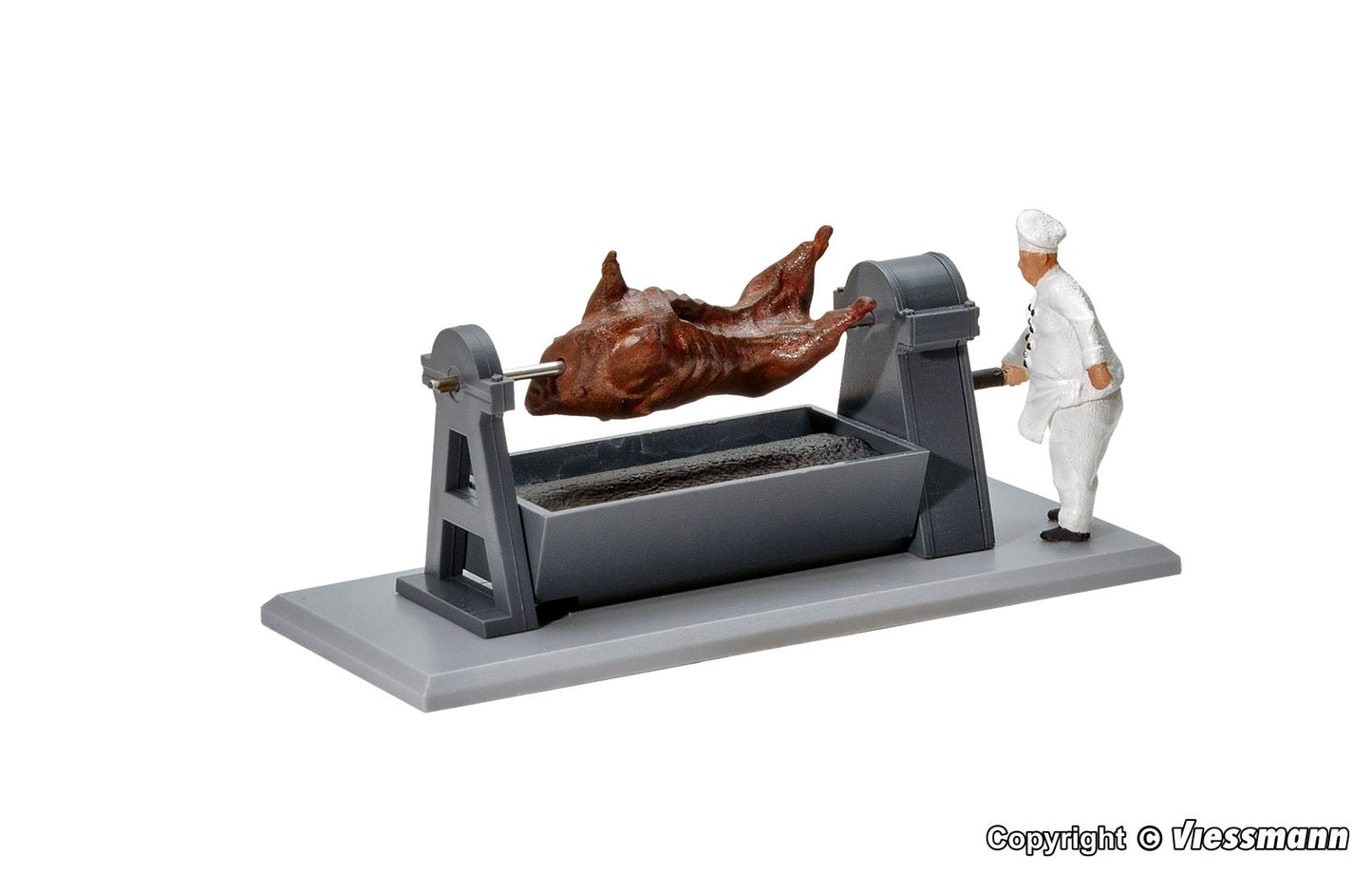 Grill with Rotating Boar and Glowing Embers