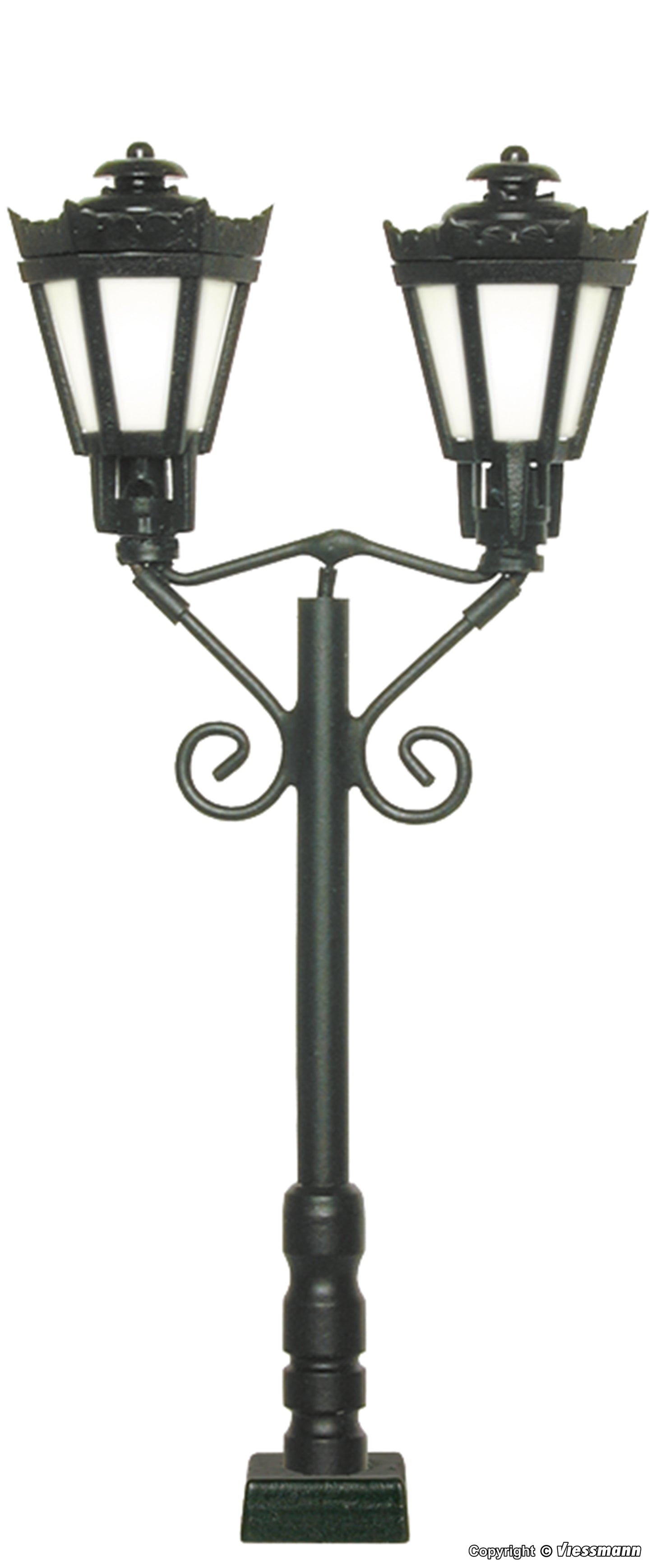 Park Lamp, Double, Black, with Plug-in Socket, 2 LEDs Warm-White