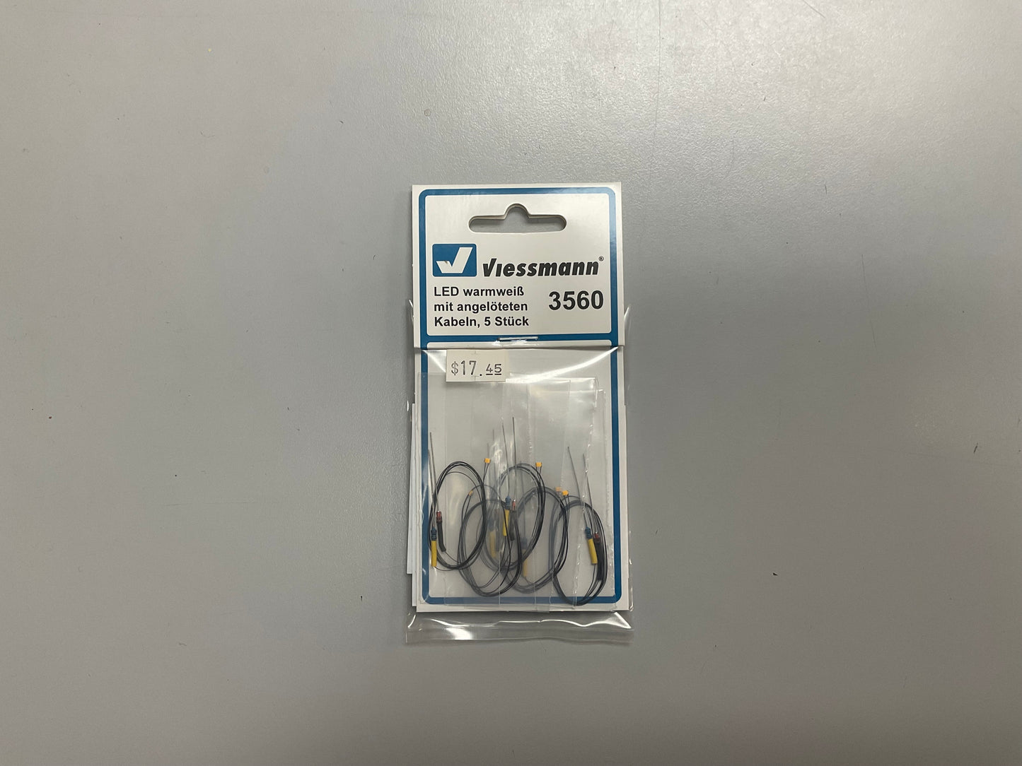 Warm White LED with soldered cables, 5 pieces