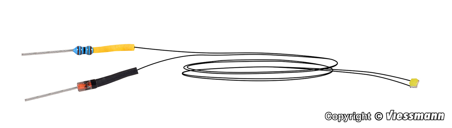 White LED with soldered cables, 5 pieces