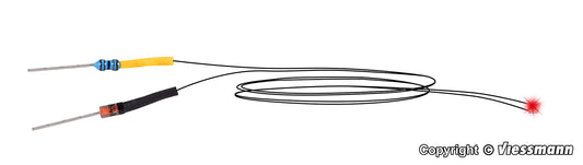 Red LED with soldered cables