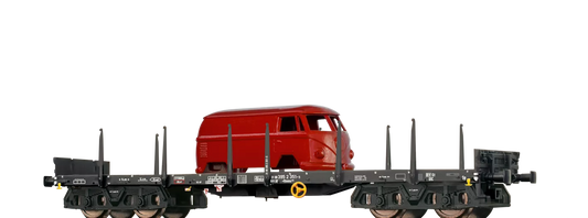 Flat Wagon Rmms 663 DB, with load "Housing Motor Draisine"