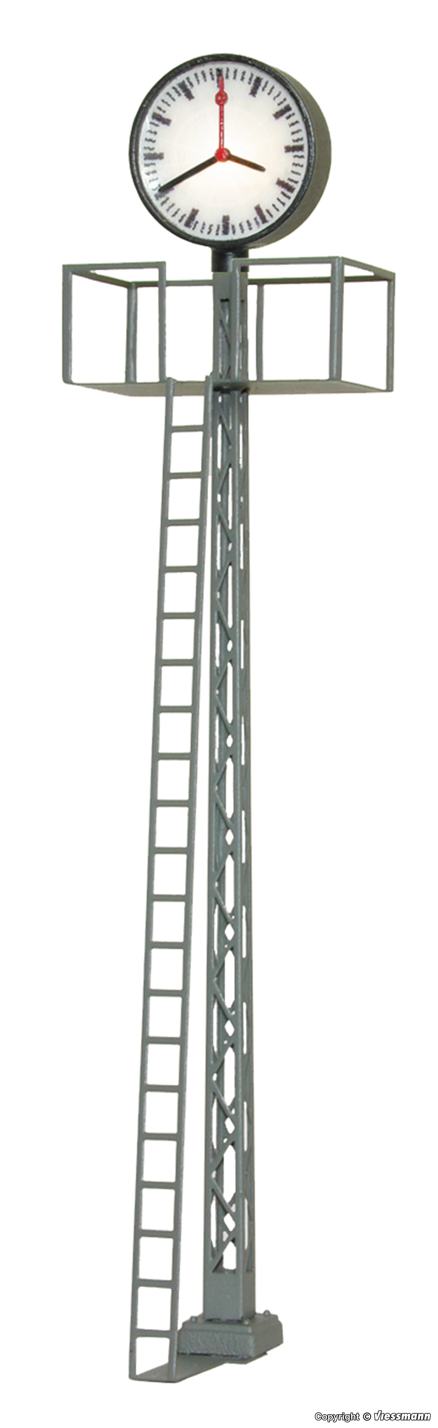 Lit Platform Clock on Lattice Mast, LED White, Height: 7 cm