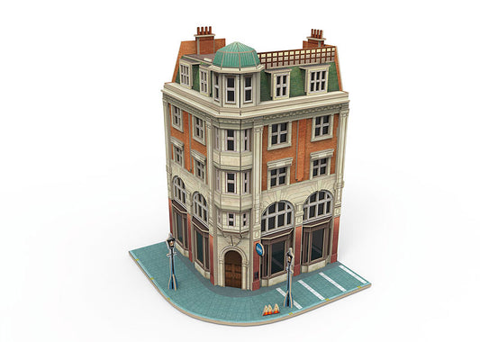 "Corner Building with a Bank" 3D Building Puzzle