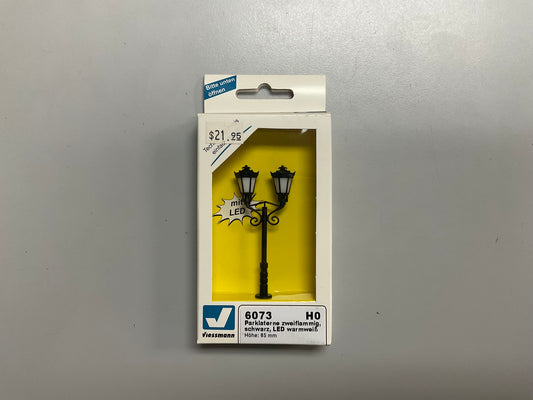 Park Lamp, Double, Black, 2 LEDs Warm-White