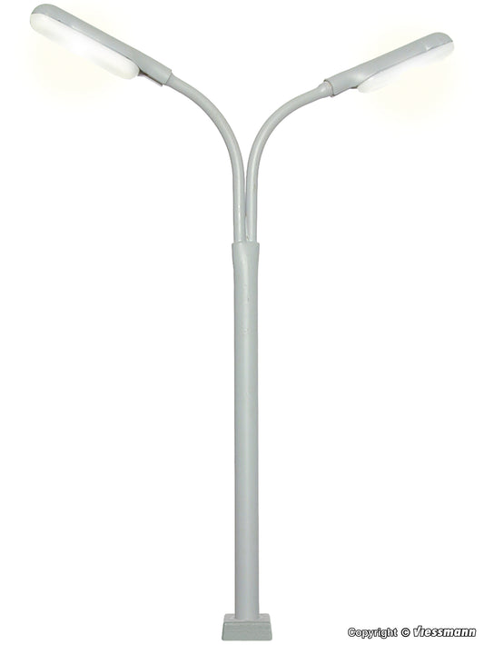 Whip Street Light Double with Plug-in Socket, 2 LEDs White