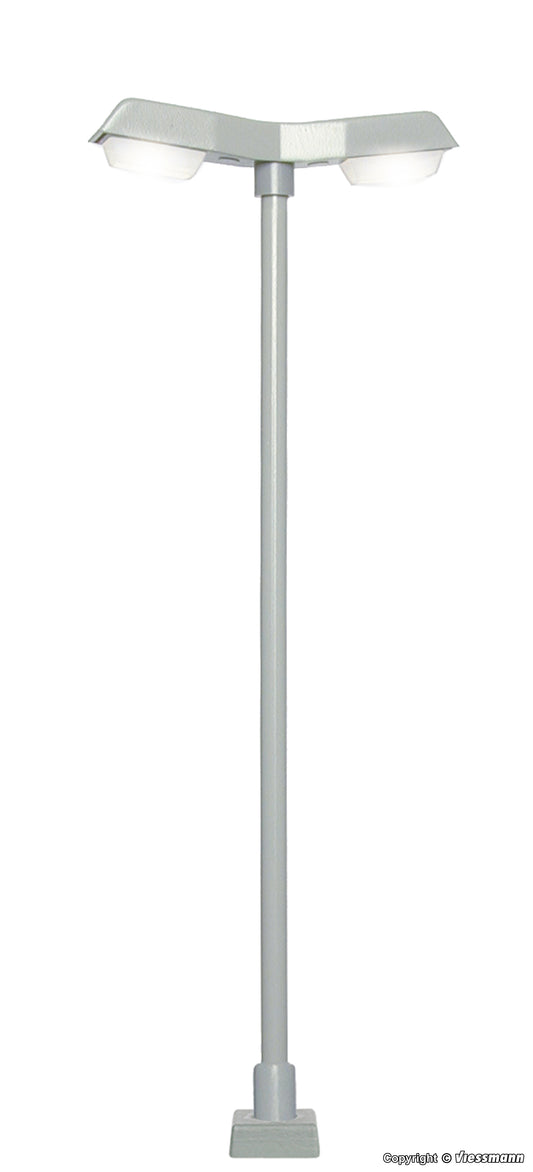 Modern Double Street Light with Plug-in with Socket, 2 LEDs White