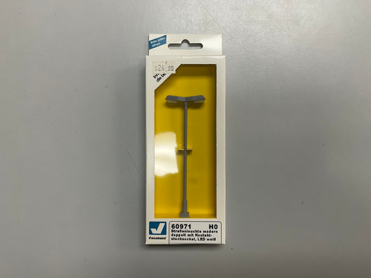 Modern Double Street Light with Plug-in with Socket, 2 LEDs White