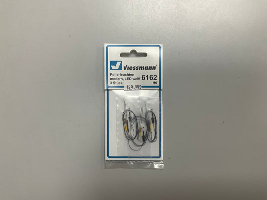 Modern Bollard Lights, LED White, 3 Pieces