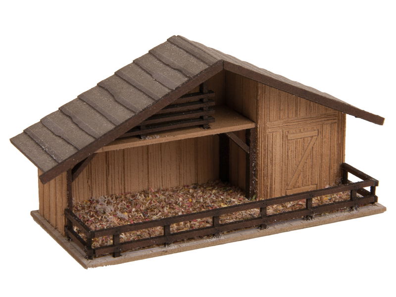 Christmas Market Manger with Figures in Wood Look